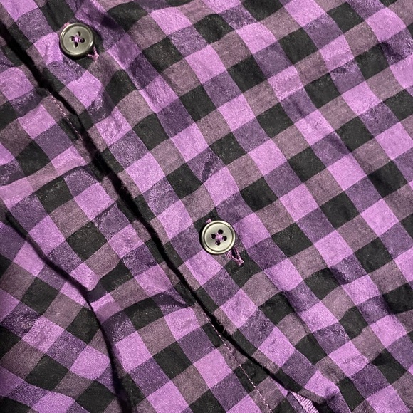 Armani Collezioni Men's Purple and Black Checkered Shirt - Picture 2 of 4